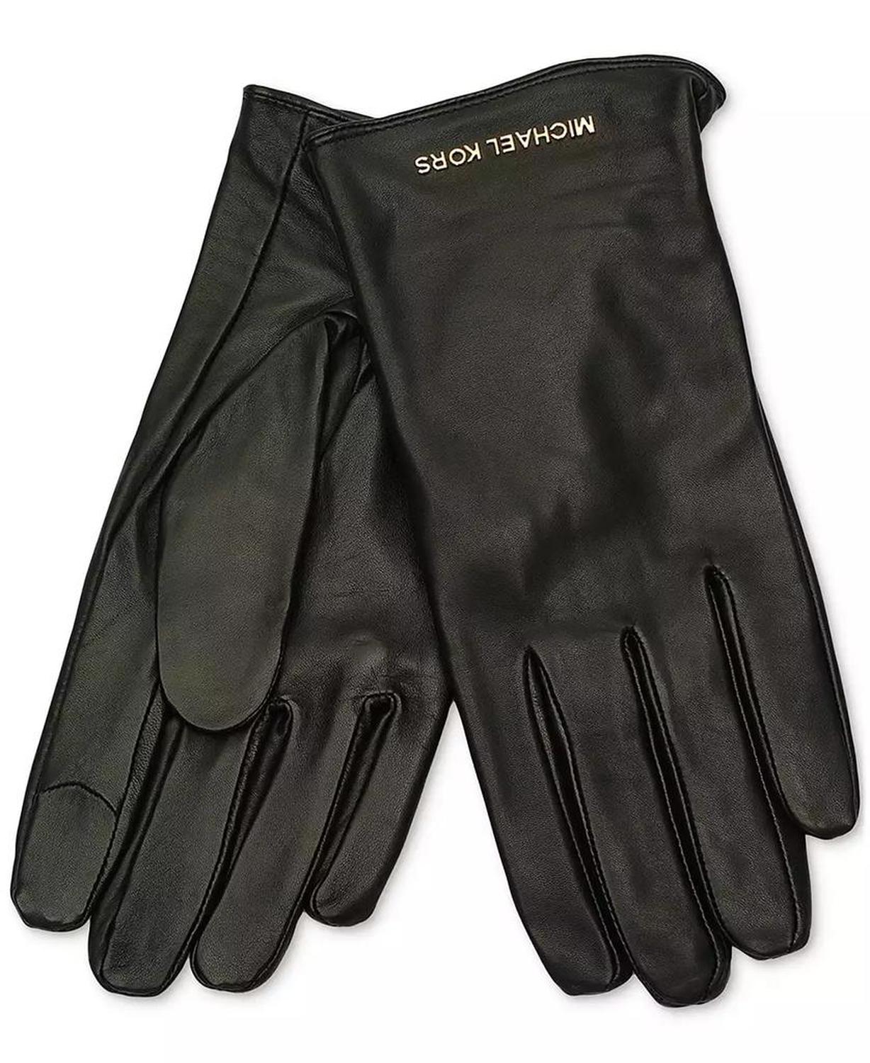 MICHAEL Women's Logo Detail Leather Tech Gloves