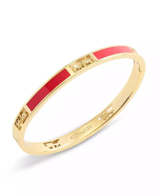 Enamel Signature Horse Carriage Cut Out Bangle Bracelet