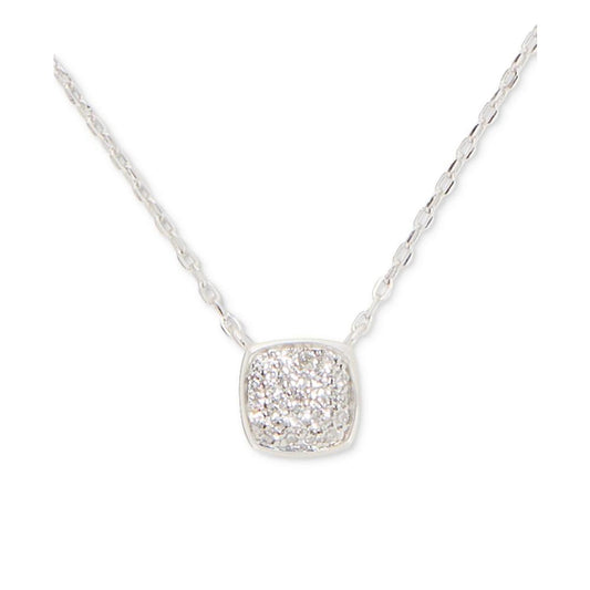 Time To Shine Sterling Silver Pavé Diamond Accent Pendant Necklace, 16" + 3" extender