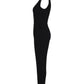 Max Mara Front Cut-Out Sleeveless Jumpsuit in Black Cotton