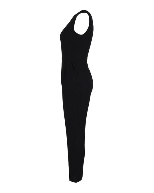 Max Mara Front Cut-Out Sleeveless Jumpsuit in Black Cotton