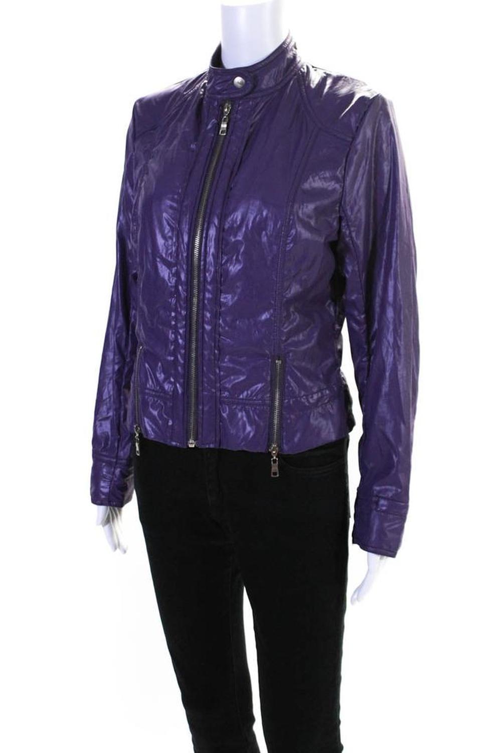 Max Mara Womens Lightweight Full Zip High Neck Windbreaker Jacket Purple