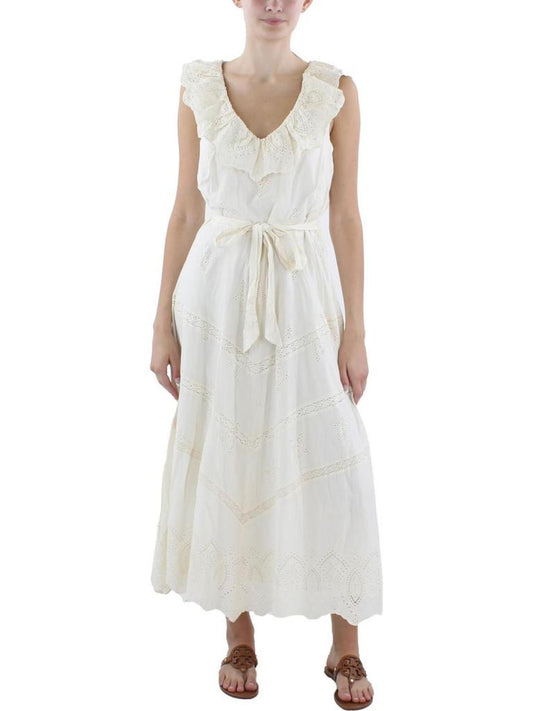 Womens Cotton Eyelet Maxi Dress