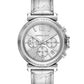 Women's Maren Chronograph Silver Metallic Leather Watch 40mm