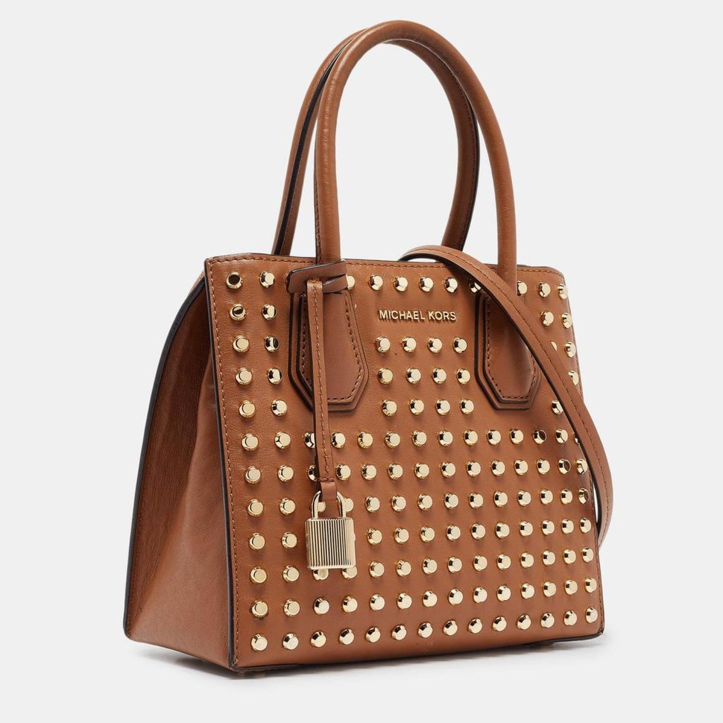 Michael Kors Brown Leather Mini Studded Mercer Tote