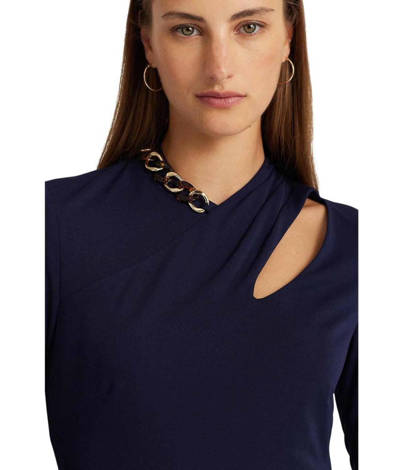 Chain-Trim Jersey Cocktail Dress