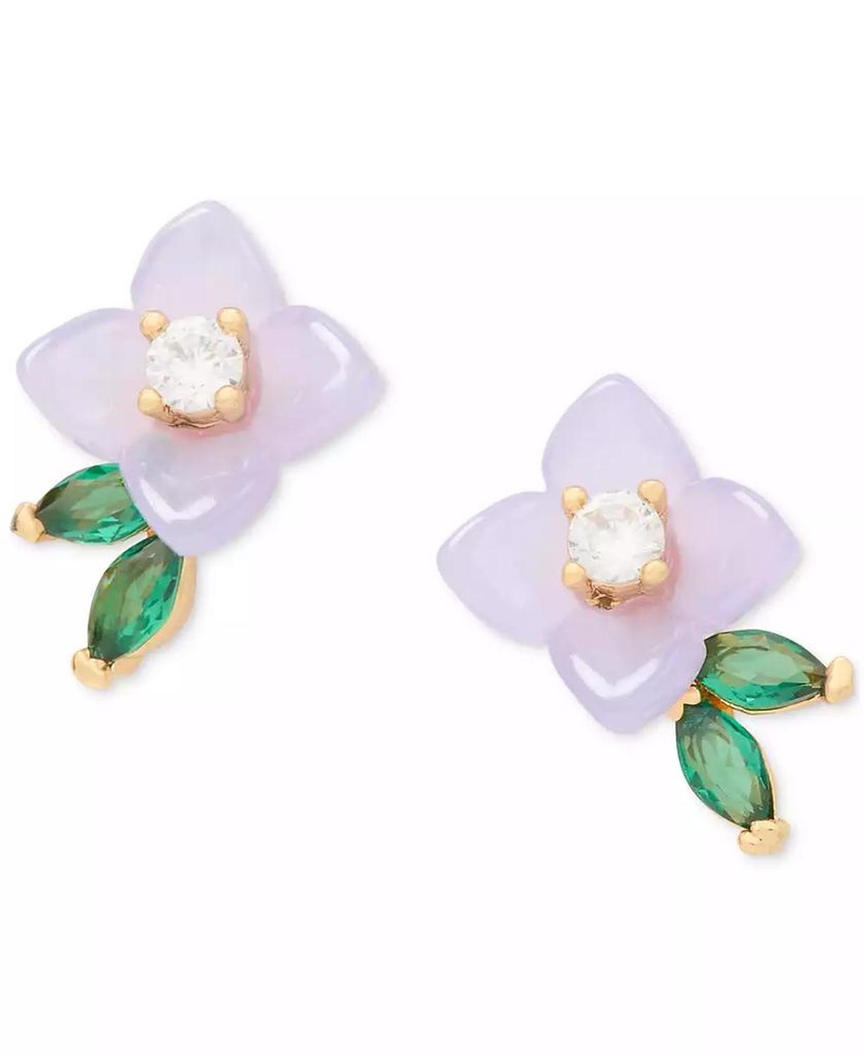 Bursting Blooms Gold-Tone Crystal Stud Earrings