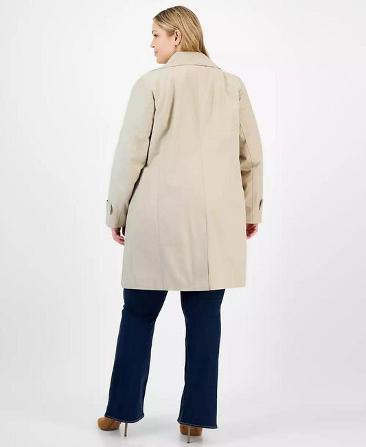 Plus Size Notched Collar Button-Front Coat, Exclusively at Macy's