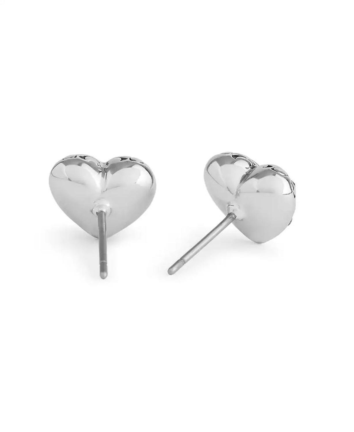 Faux Stone Signature Quilted Heart Stud Earrings