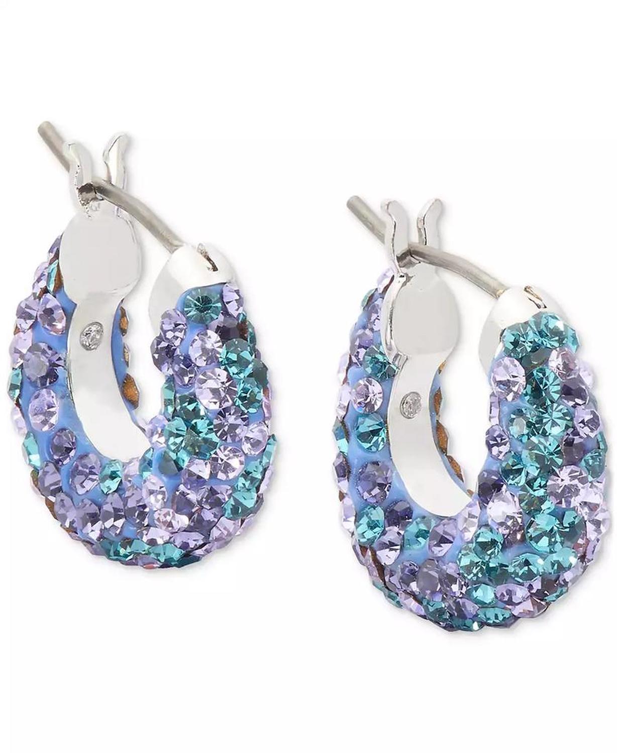 Pop of Joy Pavé Shiny Puffy Huggie Hoop Earrings, 0.62"