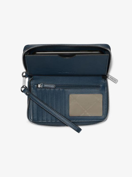 Jet Set Large Washed Denim Smartphone Wristlet