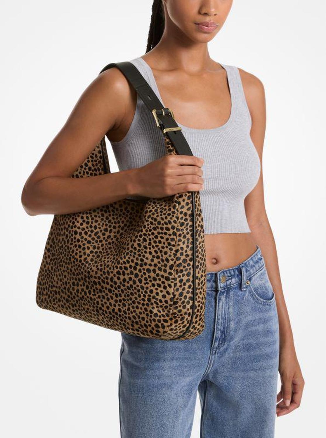 Nolita Large Cheetah Print Calf Hair Shoulder Bag