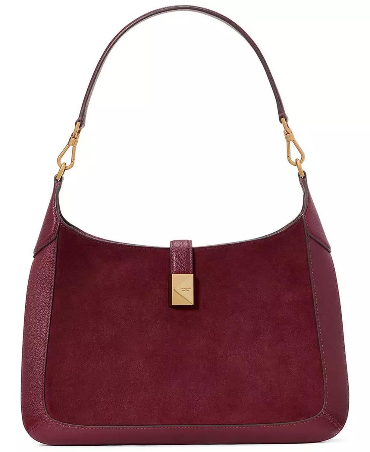 Deco Pebbled Leather & Suede Hobo Bag