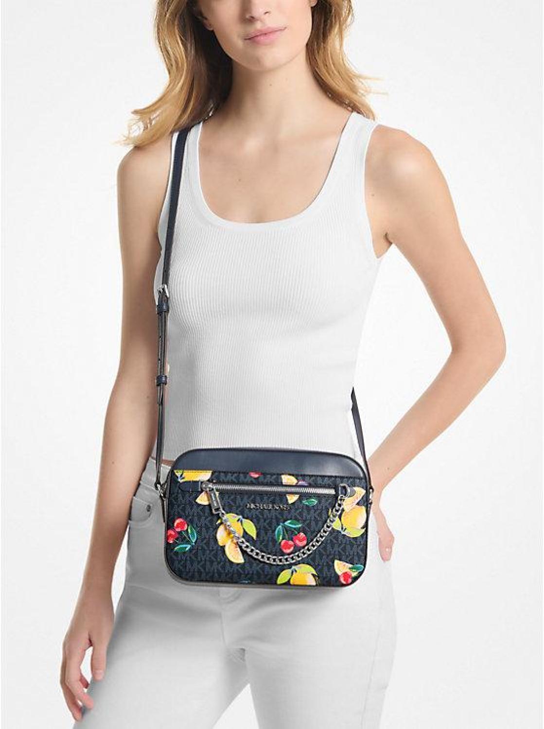 Jet Set Large Fruit Print Logo Crossbody Bag