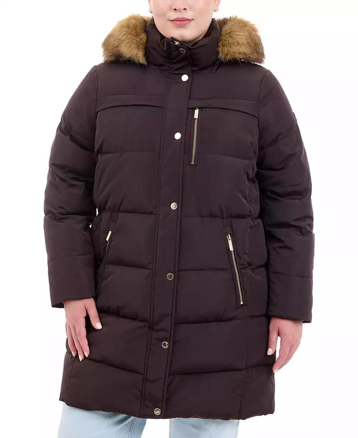 Plus Size Faux-Fur-Trim Hooded Puffer Coat, Created for Macy's