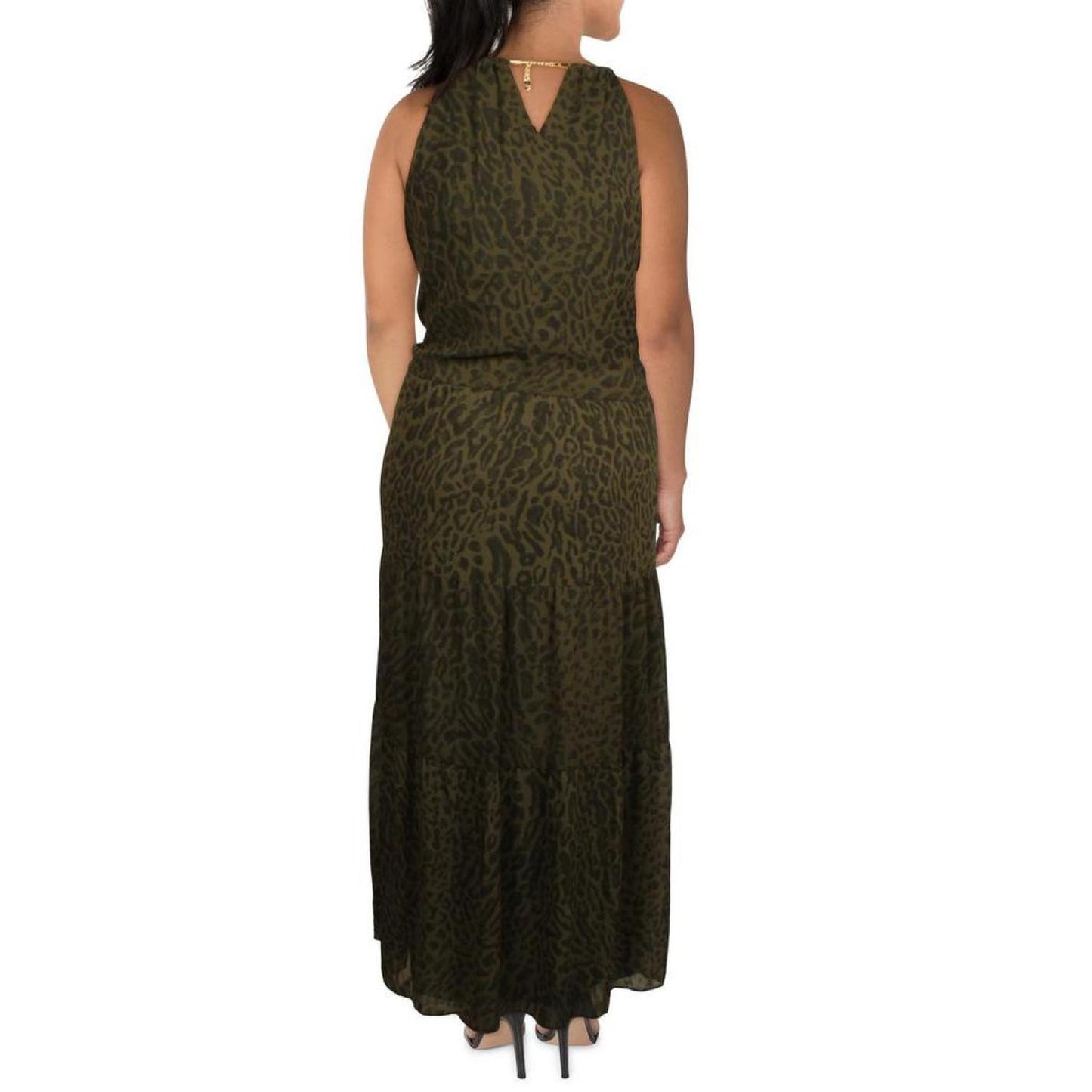 Womens Georgette Ocelot Print Maxi Dress