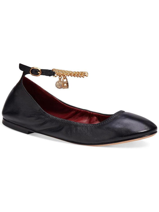 Womens Leather Chain Ballet Flats