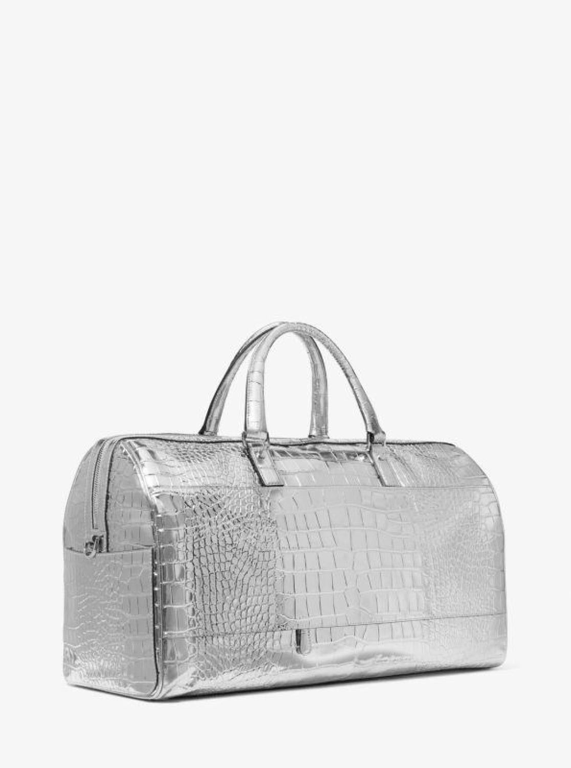 Bedford Travel Extra-Large Metallic Crocodile Embossed Leather Weekender Bag