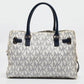 Michael Kors White/blue Signature Coated Canvas East West Hamilton Tote