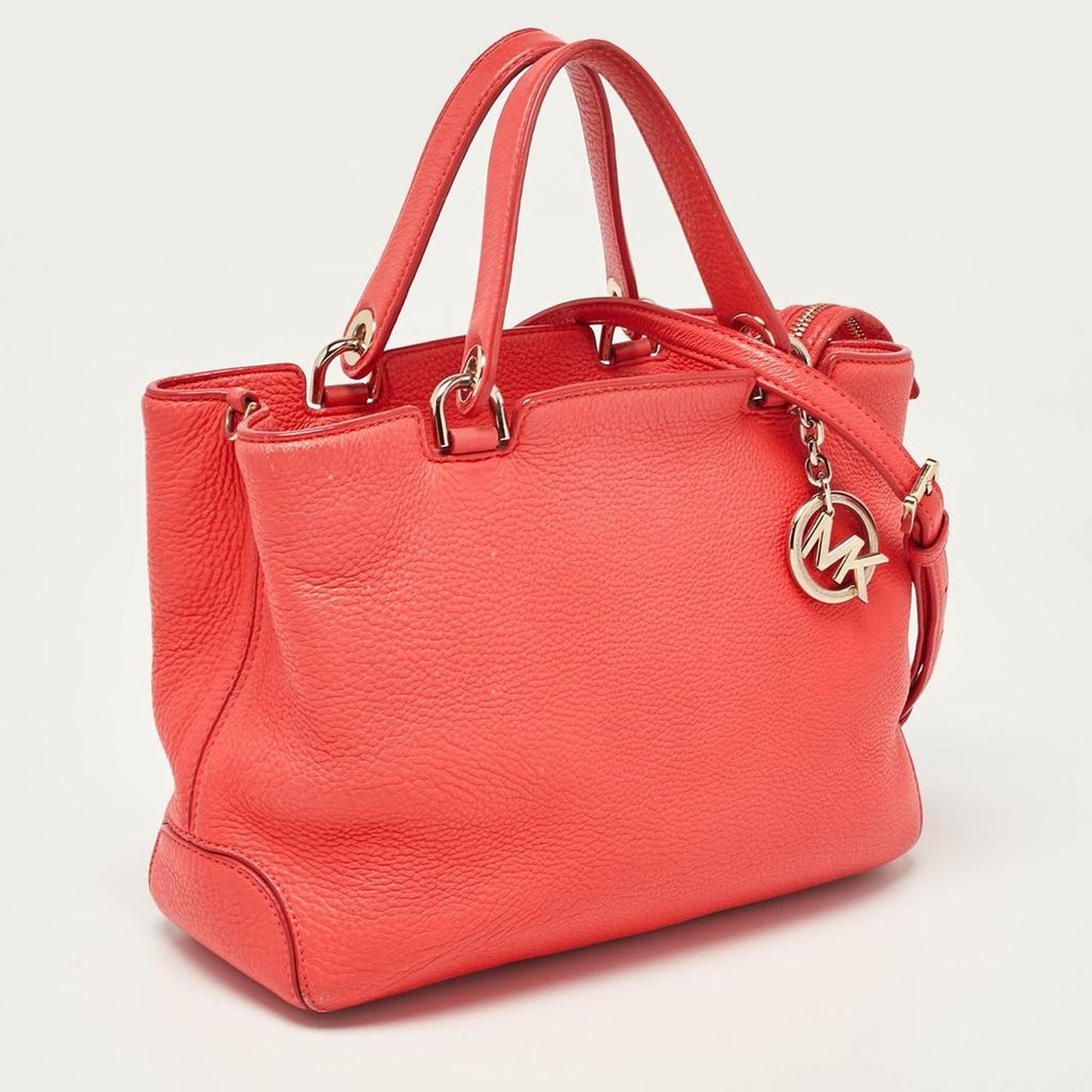 Michael Kors Red Soft Leather Anabelle Mid Zip Tote