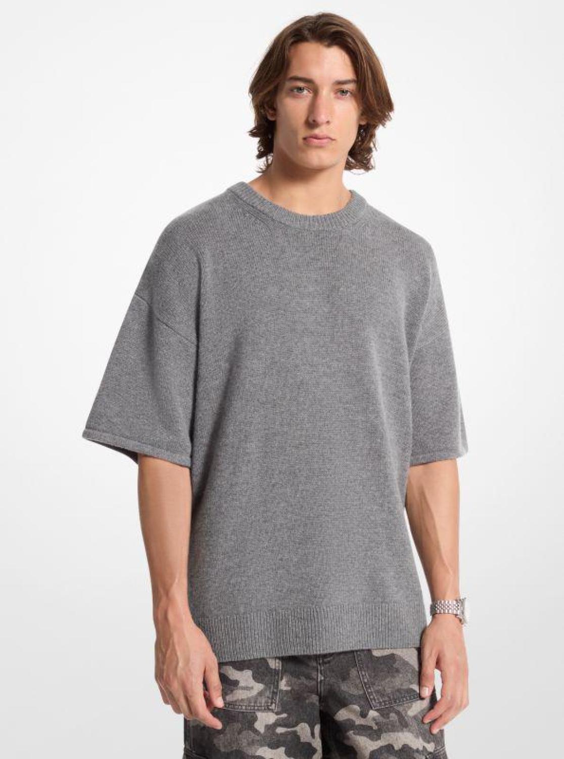 Wool and Cashmere Blend Short-Sleeve Sweater