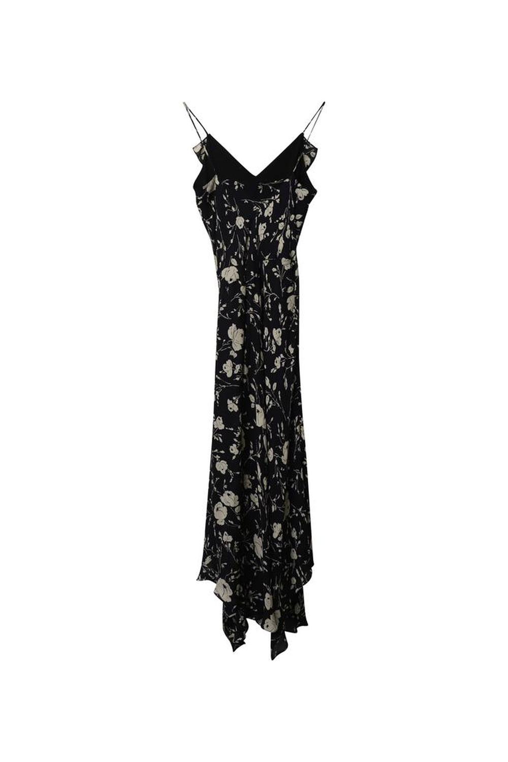 Polo by Ralph Lauren Spaghetti-strap Floral-print Maxi Day Dress in Black Mulberry Silk