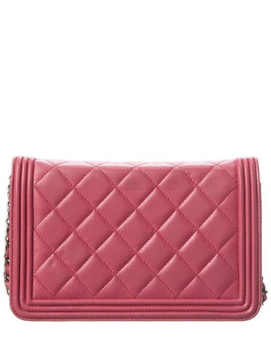 Chanel Pink Quilted Lambskin Leather Small Boy Cro