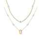 Gold-Tone Crystal & Textured Logo Layered Pendant Necklace, 16" + 2" extender