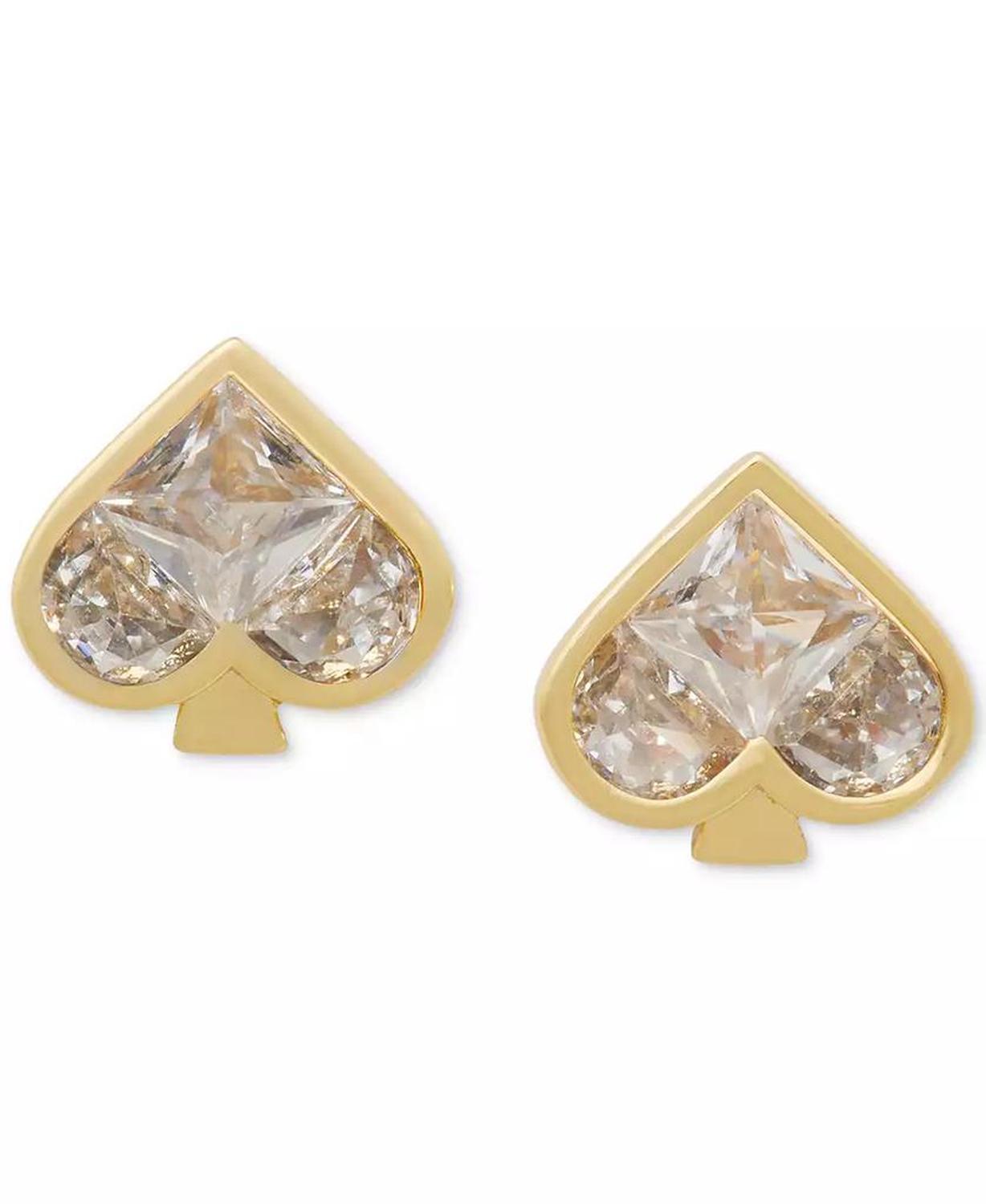 Colored Cubic Zirconia Spade Stud Earrings