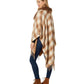 Reversible Plaid Ruana with Faux Fur Collar