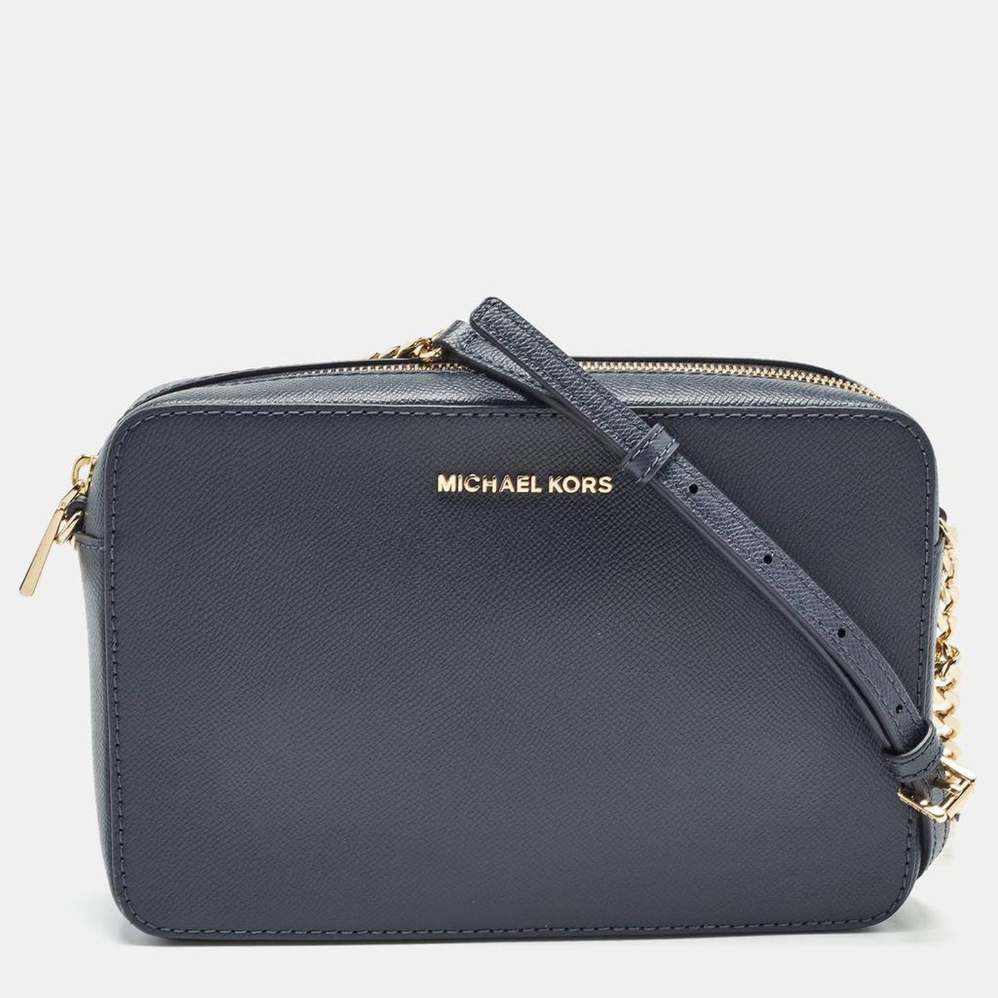 Michael Kors Navy Blue Leather Jet Set East West Crossbody Bag