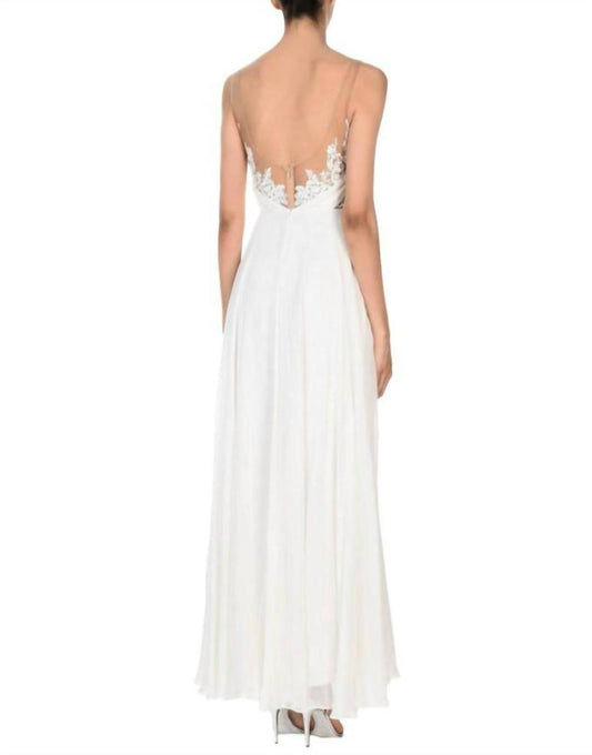 Sequin Lace Silk Chiffon A Line Wedding Dress In White