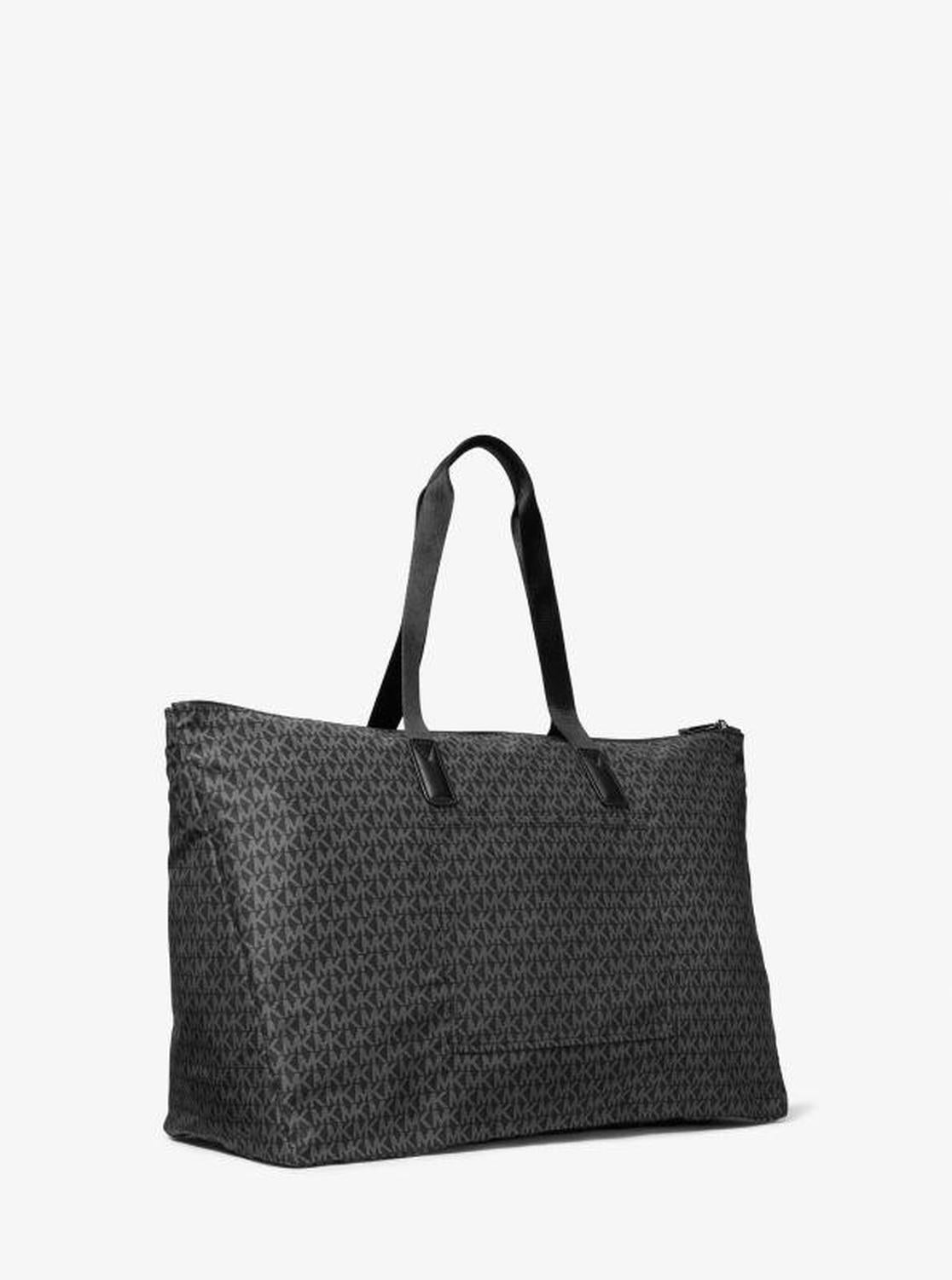 Jet Set Travel Large Signature Logo Print Woven Tote Bag