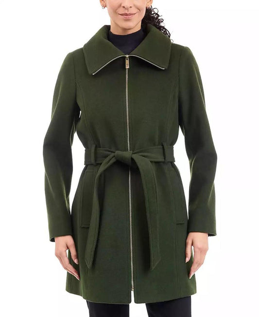 Women's Belted Zip-Front Coat, Created for Macy's