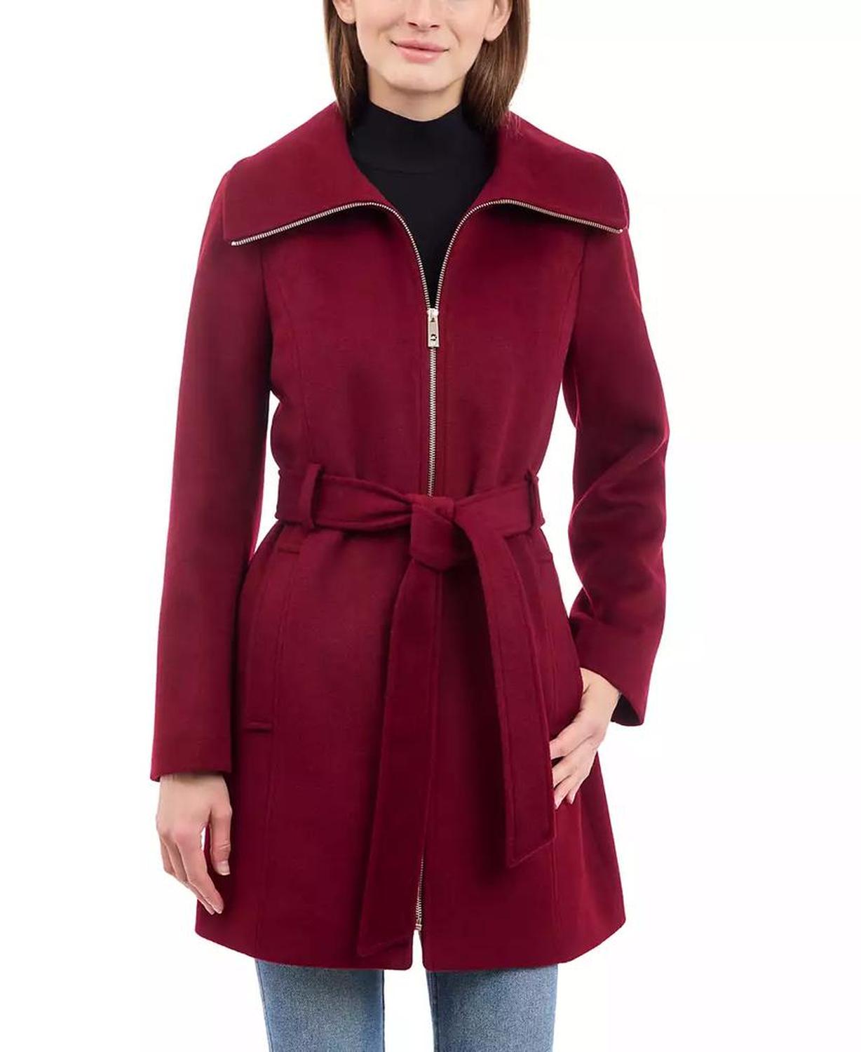 Women's Belted Zip-Front Coat, Created for Macy's