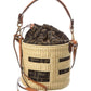 FENDI Mini Raffia & Leather Bucket Bag