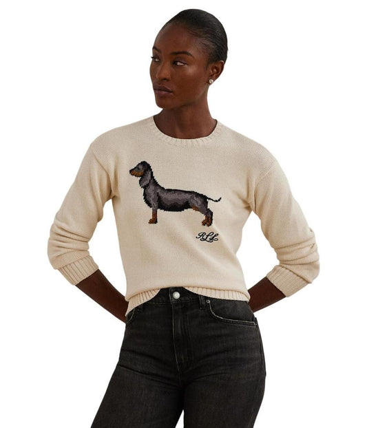 Intarsia-Knit Dachshund Cotton Sweater