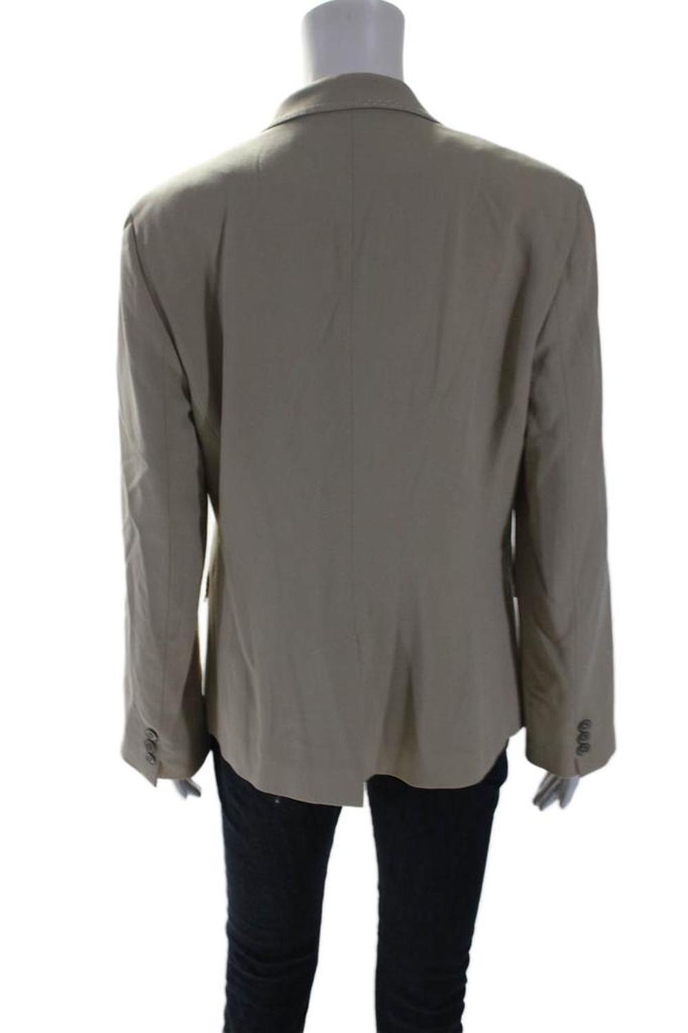 Women's Collared Long Sleeves Line Two Button Blazer Beige