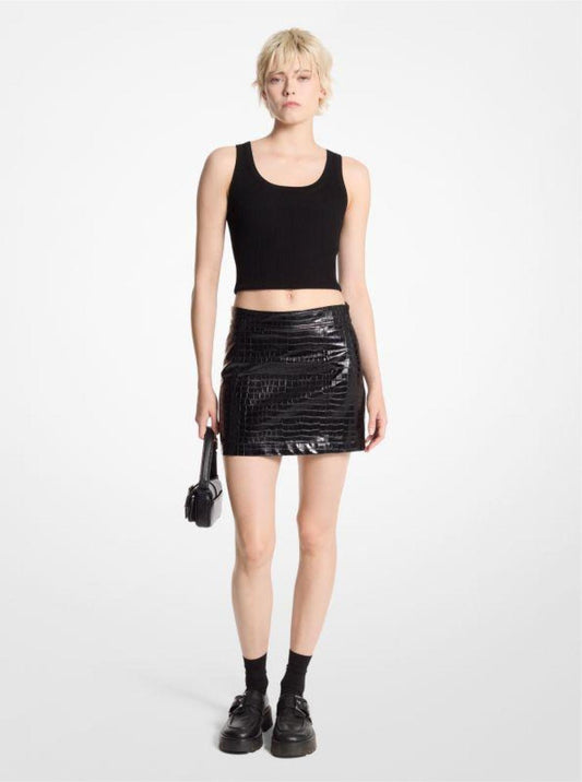 Crocodile Embossed Mini Skirt