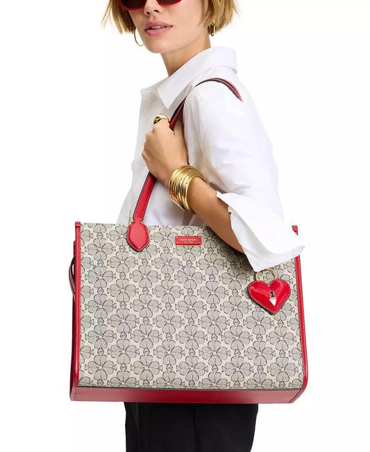 Valentine's Day Spade Flower Coasted Canvas Large Market Tote