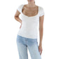 Womens Ribbed Sweetheart-Neck Shrug Sweater