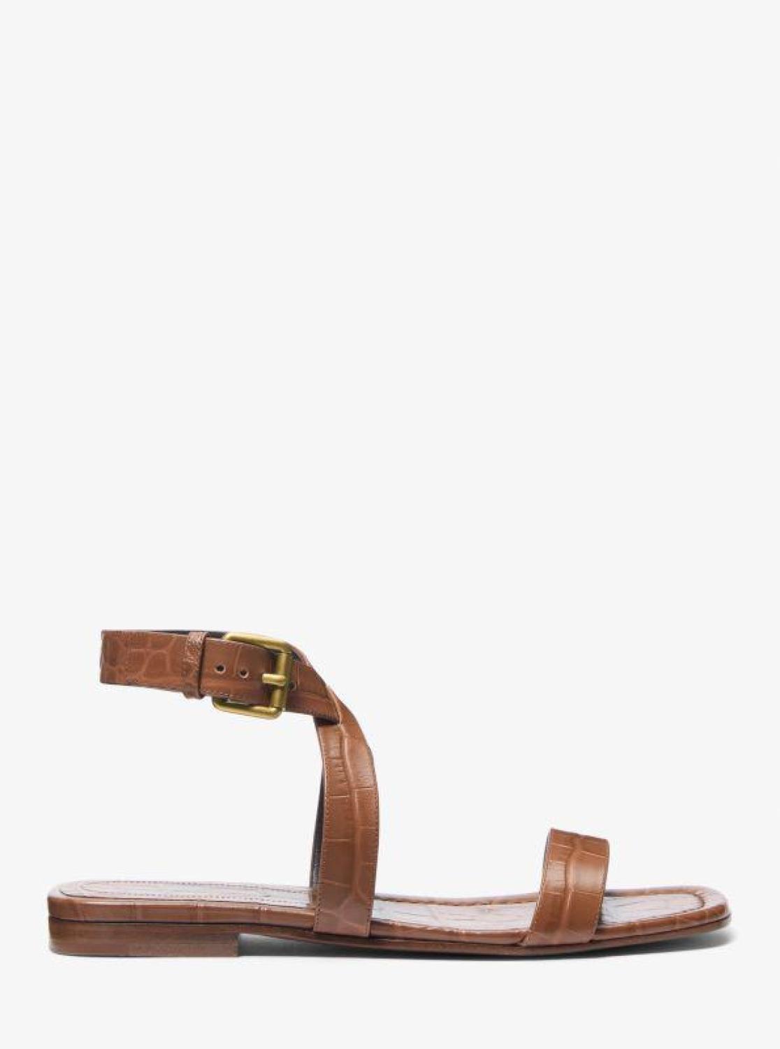 Bridgette Crocodile Embossed Leather Sandal