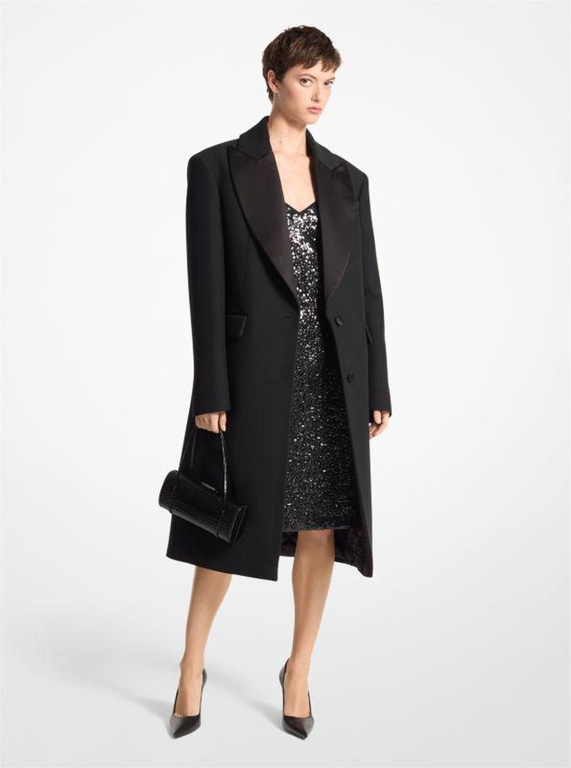 Wool Gabardine and Satin Tuxedo Chesterfield Coat