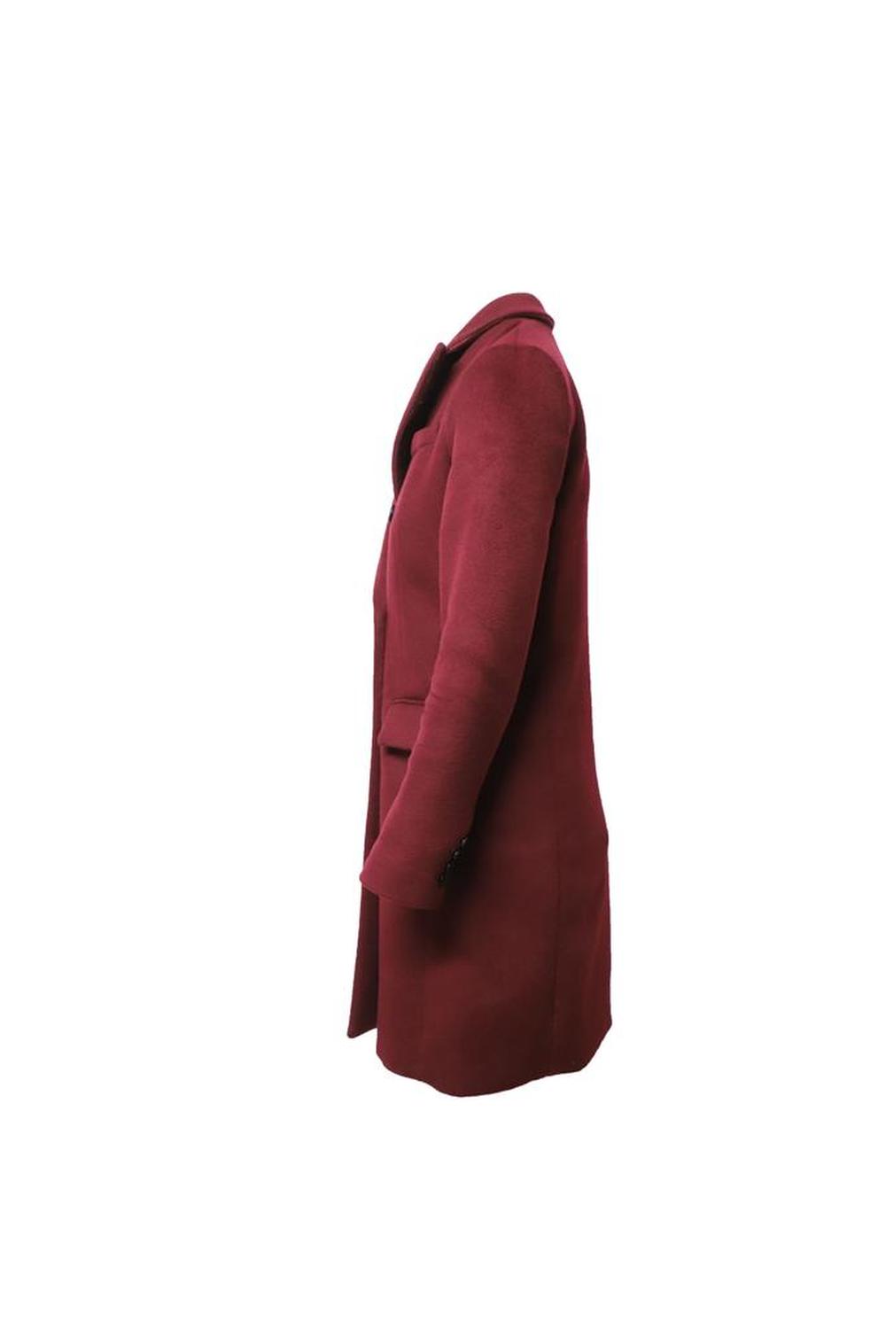 Michael Kors Double Breasted Felt Coat in Burgundy Wool