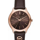 Women's Slim Runway Three-Hand Chocolate Leather Watch 38mm