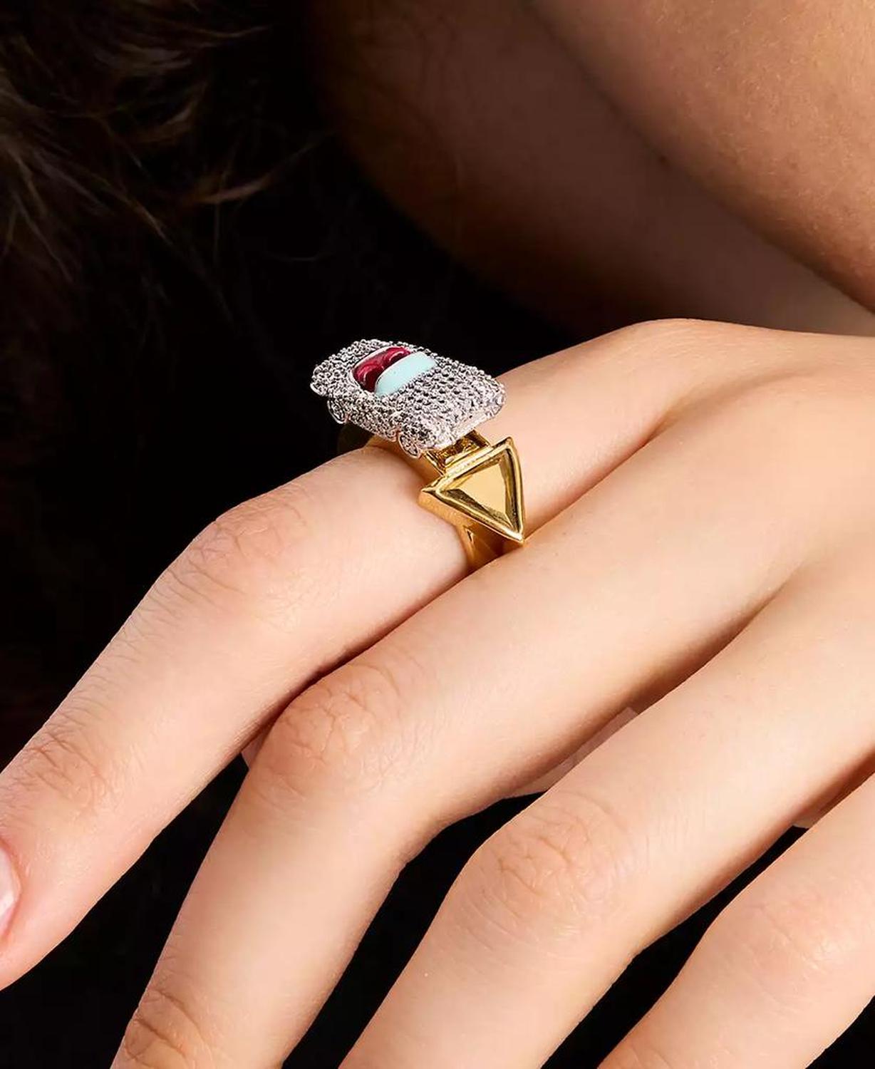 Two-Tone Pavé Car Statement Ring