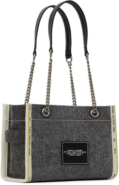 Black 'The Denim Chain Small' Tote