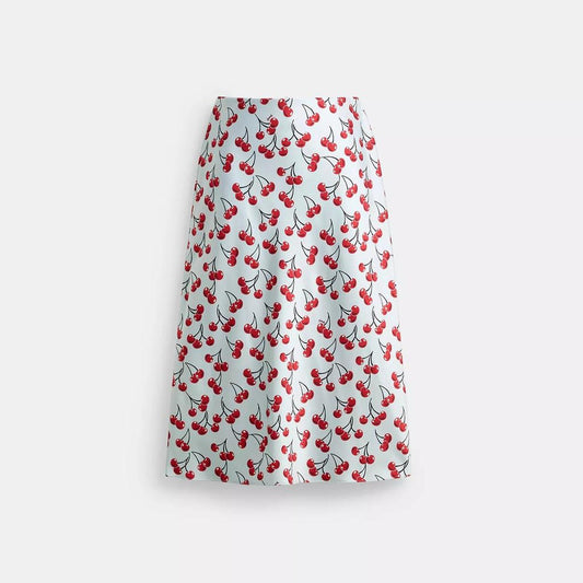 Cherry Print Midi Skirt