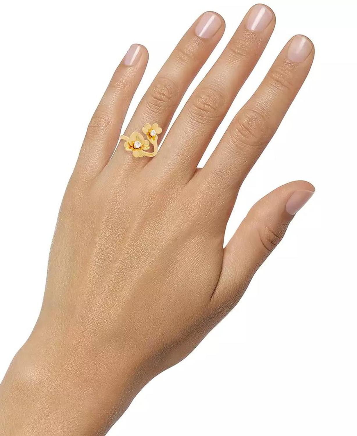 Gold-Tone Pavé Flower Wrap Ring