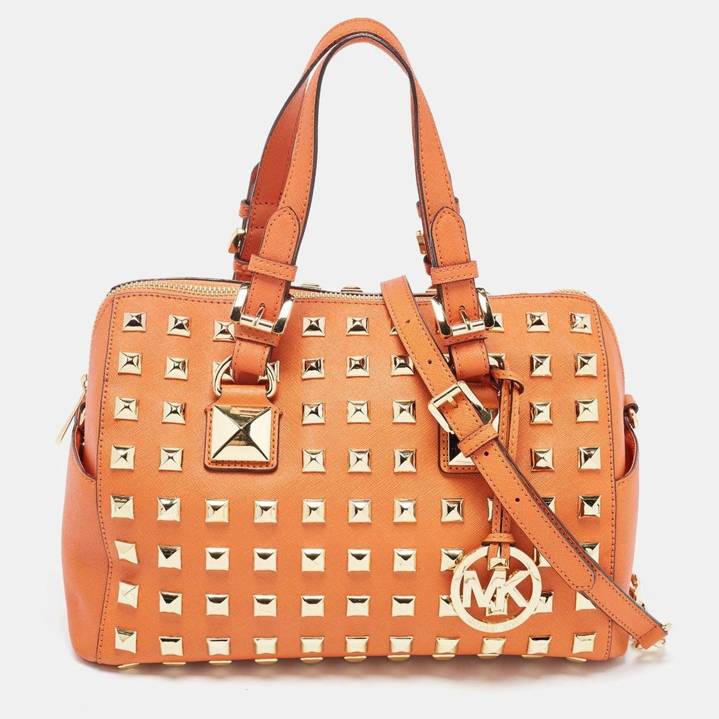 Michael Michael Kors Studded Leather Grayson Boston Bag